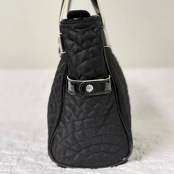 Vera Bradley Mon Cheri Black Quilted Tote Bag Purse Discontinued - Picture 4 of 15